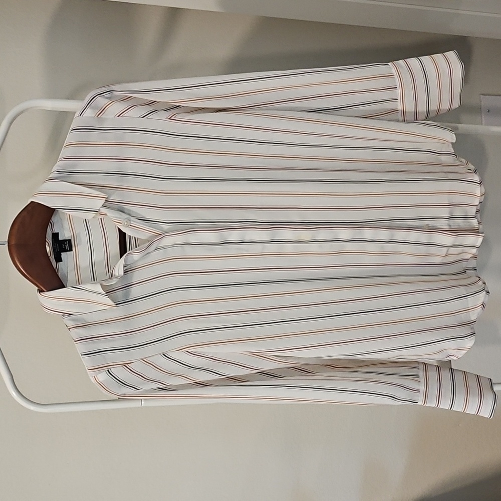 Ann Taylor Striped Button Down Blouse XSP